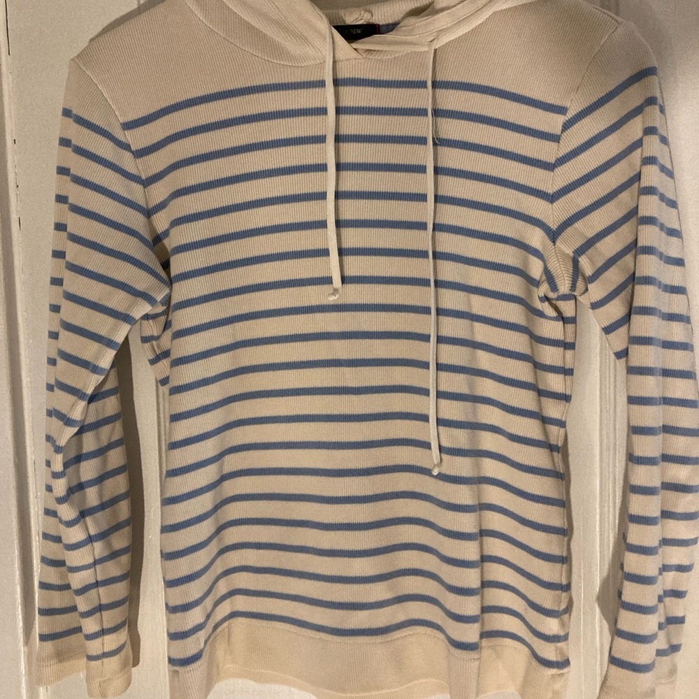 J. Crew Cream and Blue Knit Hoodie